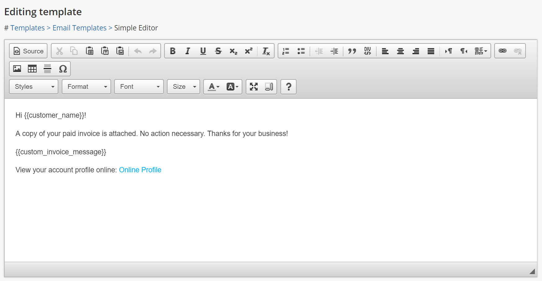 Paid email template editor